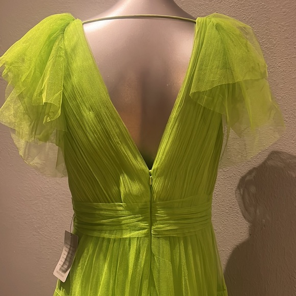 Ml Monique Lhuillier womens Tulle Gown Neon Green NWT - Picture 9 of 17